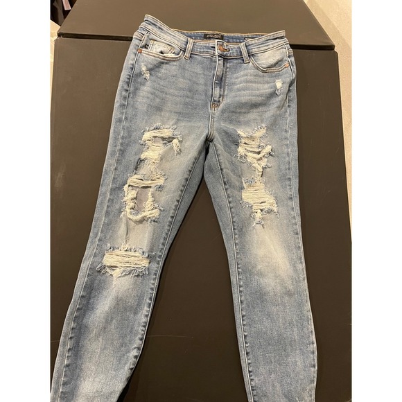 Judy Blue Denim - Judy Blue Jeans Women's Size 728 Boyfriend Fit Distressed Light Wash Denim